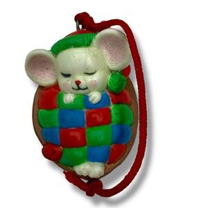AVON A Merry Little Christmas Miniature Ornament/Mouse in nut Nutmeg‎